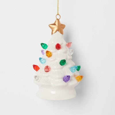  Lit Ceramic Retro Christmas Tree Ornament - Wondershop™