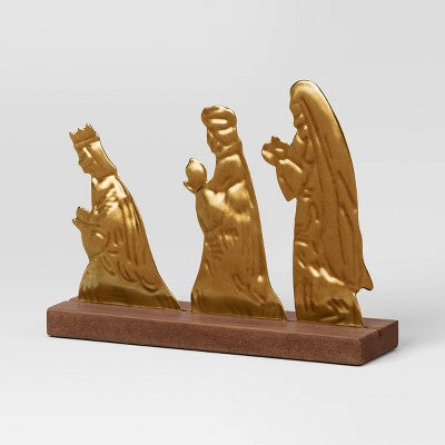  3pc Metal Christmas Nativity Scene Figurine Set - Wondershop™ Gold