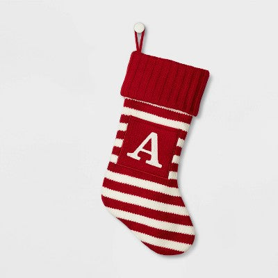  Knit Striped Monogram Christmas Stocking - Wondershop™