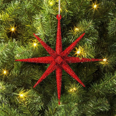  5.8" Christmas Plastic Spike Starburst Ornament Red - Wondershop™