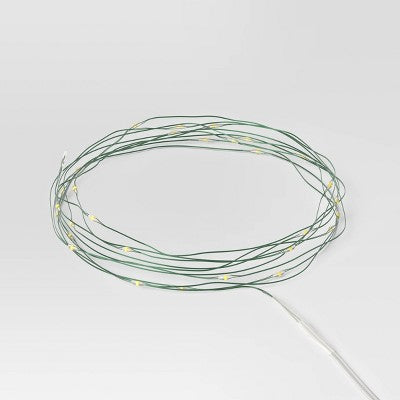  30ct LED Battery Operated Christmas Dewdrop Fairy String Lights Warm White With Green Wire - Steady/Twinkle - Wondershop™