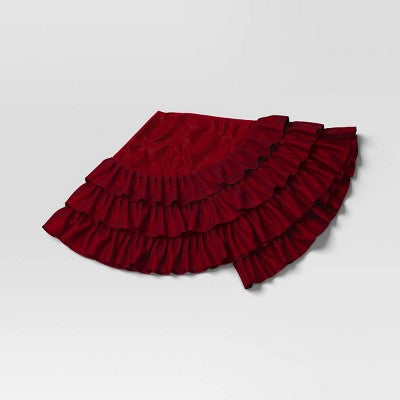  48" Velvet Tree Skirt With 3 Layers Of Ruffles - Wondershop™