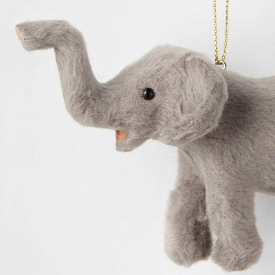  Faux Fur Elephant Christmas Tree Ornament Gray - Wondershop™