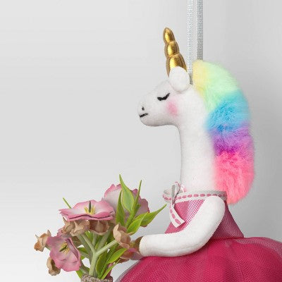  5" Christmas Fabric Unicorn With Bike Ornament - Wondershop™