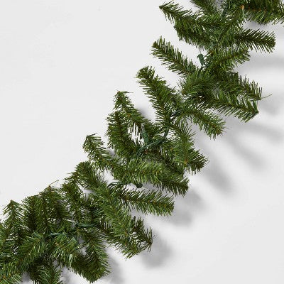  9' Pre-Lit Artificial Pine Bough Christmas Garland Green With Clear Lights - Wondershop™