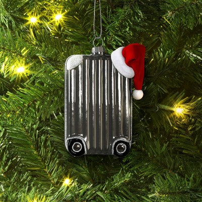  Glass Suitcase Christmas Tree Ornament Silver - Wondershop™