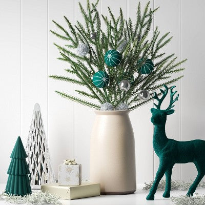  4ct Christmas Greenery Picks Green/Silver Decorative Balls - Wondershop™