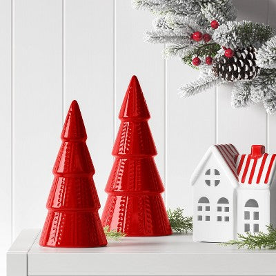  8" Christmas Ceramic Tree Shaped Decor - Wondershop™