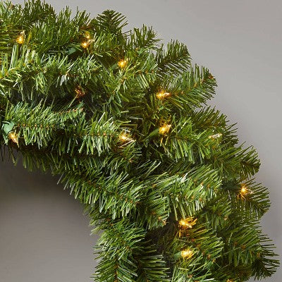  28in Pre-lit Artificial Christmas Wreath Clear Lights - Wondershop™