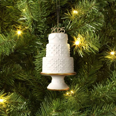  Christmas Ceramic Wedding Cake Ornament - Wondershop™