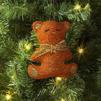  5" Christmas Fabric Teddy Faux Shearling Ornament - Wondershop™