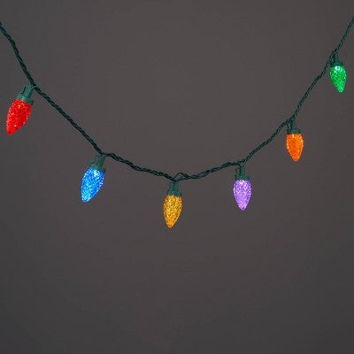  25ct LED C9 Faceted Christmas String Lights With Green Wire - Wondershop™