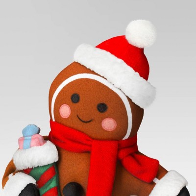  18" Fabric Gingerbread Man Holding Stocking Decorative Sculpture - Wondershop™ Brown