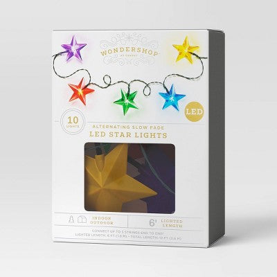  10ct LED Star Alternating Slow Fade Christmas String Lights Multicolor Green Wire - Wondershop™