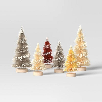  10pc Battery Operated Ceramic Christmas Village Set With Bottle Brush Trees - Wondershop™ White/Tan
