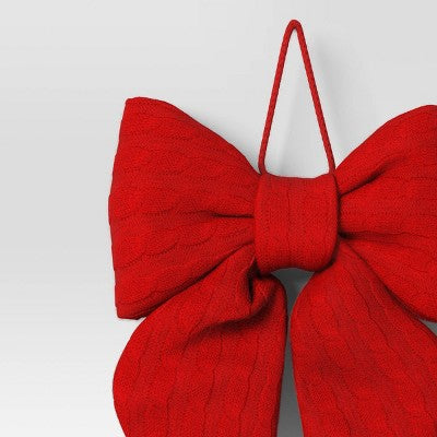  14"x19" Christmas Jumbo Cable Knit Bow Wall Decor Red - Wondershop™