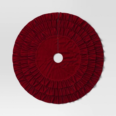  48" Velvet Tree Skirt With 3 Layers Of Ruffles - Wondershop™