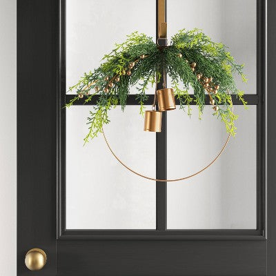  Christmas Hoop Wreath With Gold Bells - Wondershop™