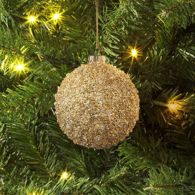  Christmas Gold Glass Beaded Ball Ornament - Wondershop™