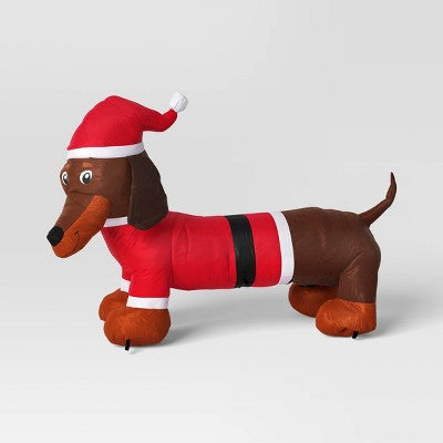  3.5' Christmas Indoor/Outdoor Lighted Inflatable Dachshund In Santa Suit - Wondershop™