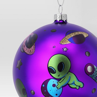 100mm Christmas Shatter-Resistant Ornament Space Purple With Alien - Wondershop™