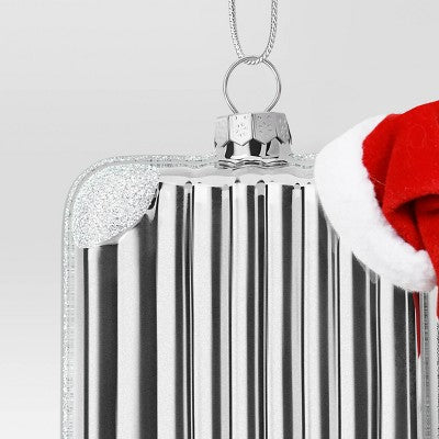  Glass Suitcase Christmas Tree Ornament Silver - Wondershop™