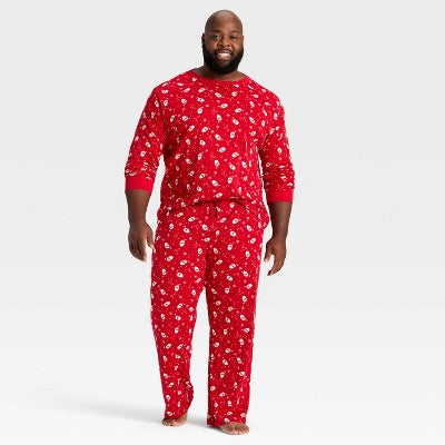  Men's Santa Print Ribbed Holiday Matching Family Pajama Pants - Wondershop™ Red