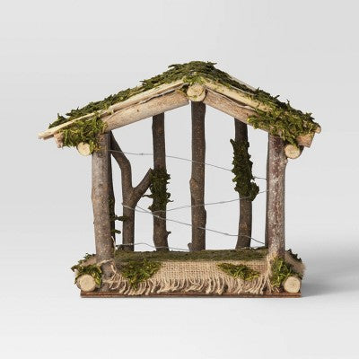  4pc Battery Operated Lit Wood Nativity Scene Figurine Set - Wondershop™