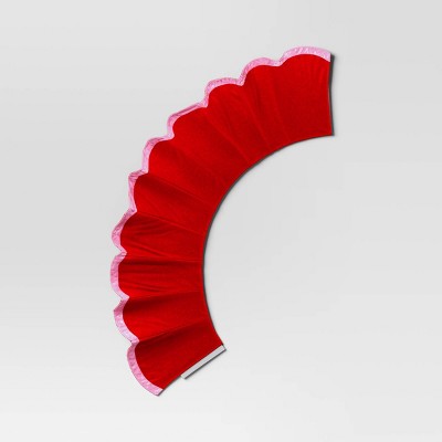  Christmas Tree Stand Collar With Scalloped Satin Edge Red/Pink - Wondershop™