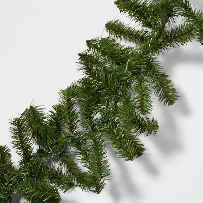  9' Pre-Lit Artificial Pine Christmas Garland Green With Multicolor Lights - Wondershop™