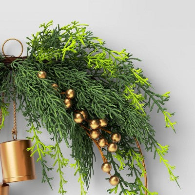  Christmas Hoop Wreath With Gold Bells - Wondershop™