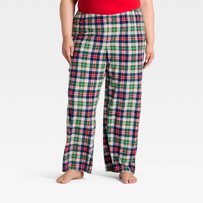  Women's Plaid Microfleece Holiday Matching Family Pajama Pants - Wondershop™ Cream