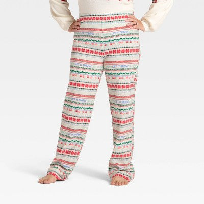  Women's "Let It Snow" Fair Isle Microfleece Holiday Matching Family Pajama Pants - Wondershop™ Cream