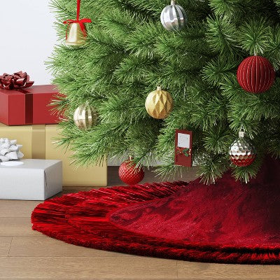  48" Christmas Tonal Tinsel Tree Skirt Red - Wondershop™