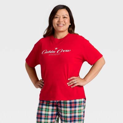  Women's "Cabin Crew" Short Sleeve Holiday Matching Family Pajama Shirt - Wondershop™ Red