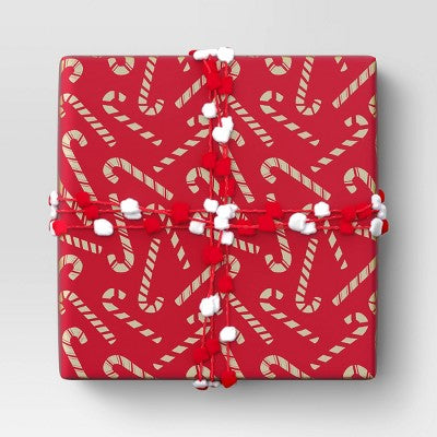  30” 20 Sq Ft Christmas Roll Wrap Scattered Candy Canes - Wondershop™