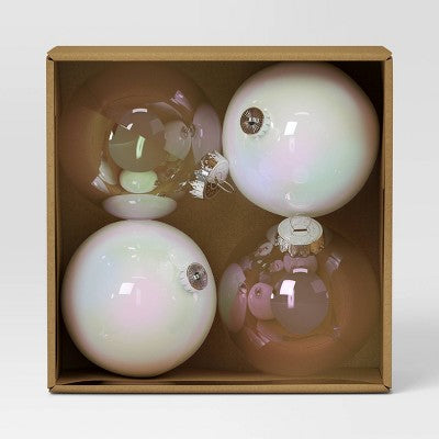  4ct 150mm Christmas Ornament Set Iridescent White/Clear - Wondershop™