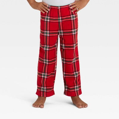  Toddler Plaid Microfleece Holiday Matching Family Pajama Pants - Wondershop™ Red