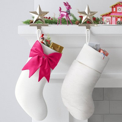  21" White Stocking With 3D Bow Decor - Wondershop™