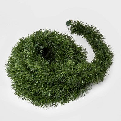  18' Pre-Lit Artificial Pine Christmas Garland Green With Clear Lights - Wondershop™