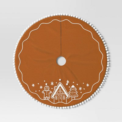  48" Christmas Gingerbread Scene Tree Skirt Brown - Wondershop™