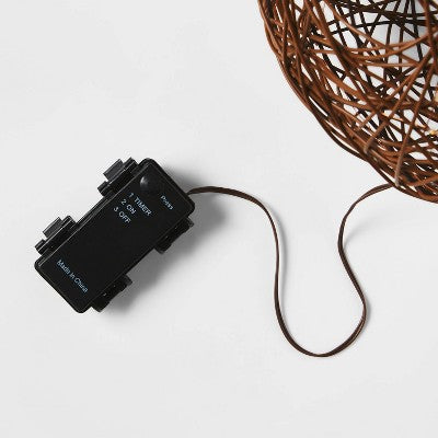  Battery Operated Brown Faux Rattan Sphere Fairy String Lights Warm White With Brown Wire - Wondershop™ 