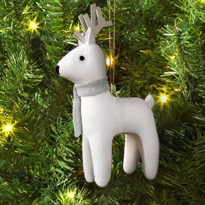  Christmas Fabric Deer Ornament White - Wondershop™