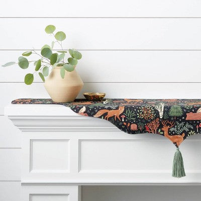  60" Woodland Animals Fabric Mantle Scarf Green - Wondershop™