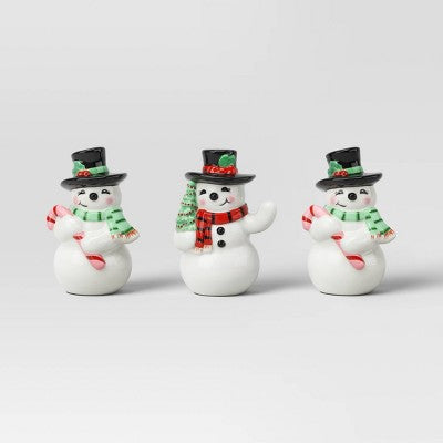 12pc Battery Operated Glittered Paper Christmas Village Set With Bottle Brush Trees And Snowmen - Wondershop™ White/Pink/Blue