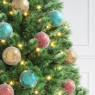  9ct 100mm Christmas Ornament Set Iced Green/Champagne/Red - Wondershop™