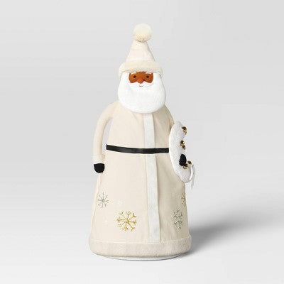  22.5" Fabric Santa Sculpture With Bell Wreath - Wondershop™ White