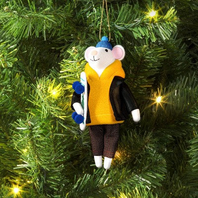  Christmas Felted Wool Skateboarder Mouse Ornament - Wondershop™