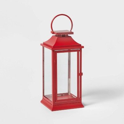  17" Decorative Metal Christmas Lantern Red - Wondershop™