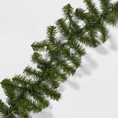  18' Pre-Lit Artificial Pine Bough Christmas Garland Green With Clear Lights - Wondershop™